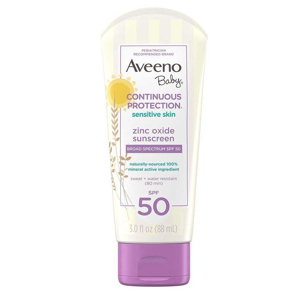 Aveeno Baby Continuous Protection Skin Lotion Zinc Oxide Sunscreen Mineral Sunscreen SPF 50 Sunscreen 88 ml
