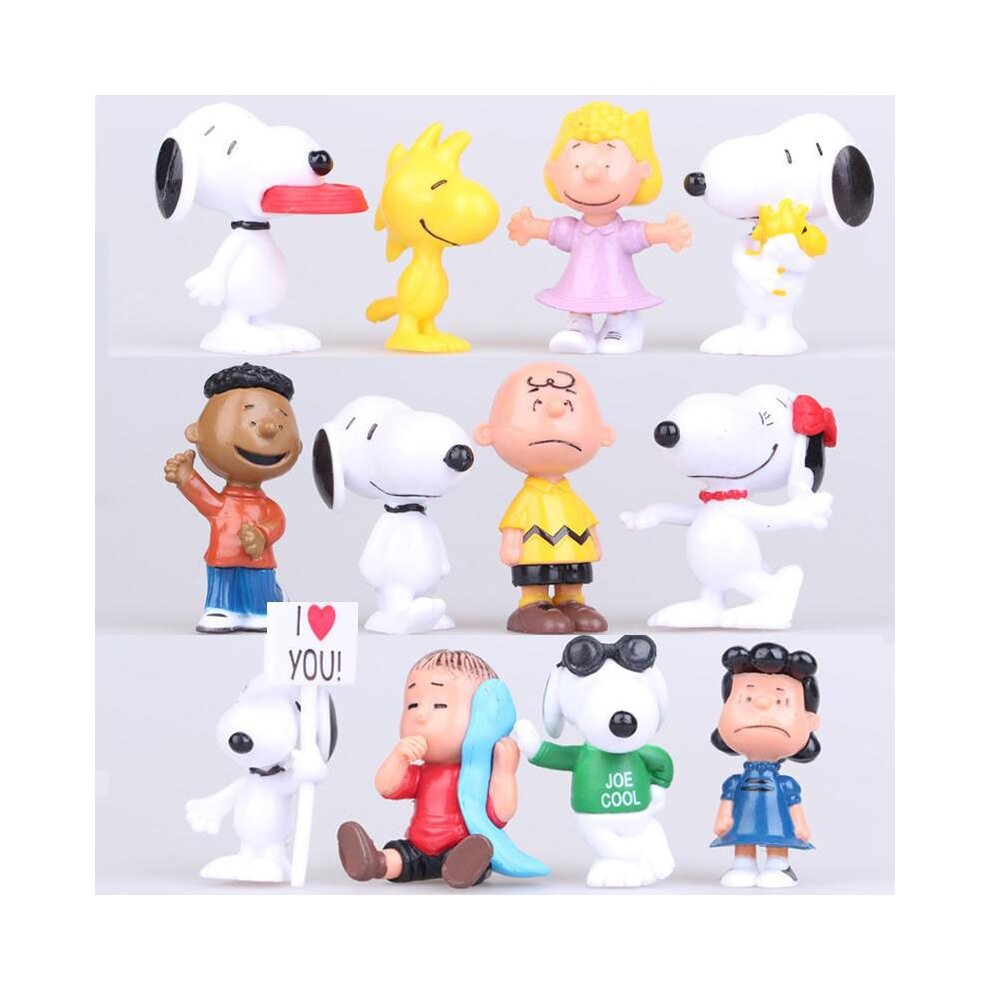 12pcs Charlie Brown Snoopy Figure Toy Play set