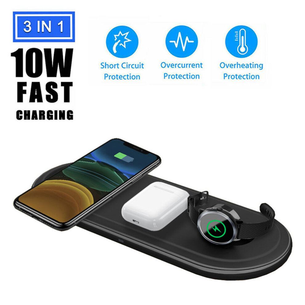 (White) Multi-function 3 in 1 Wireless Charger For Iphone