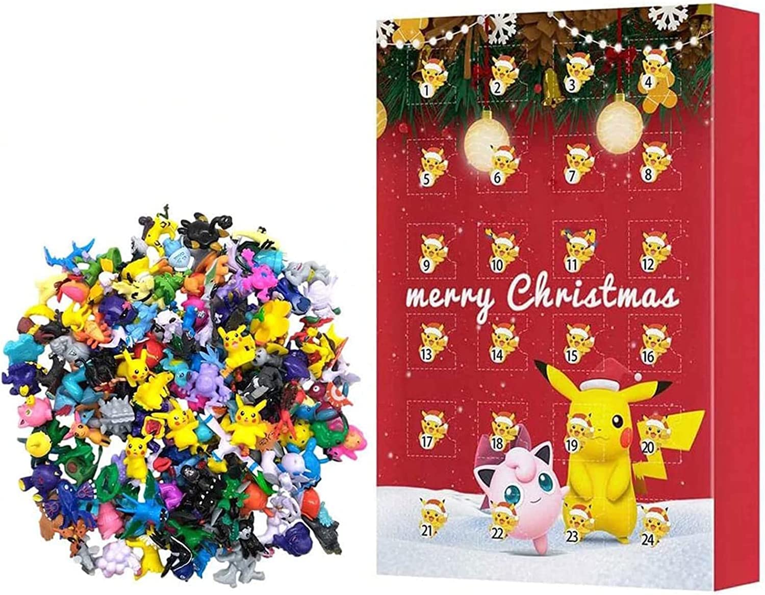 Pokemon Advent Calendar 2023 Countdown Calendar with 24pc Anime Pikachu Figures Cartoon Mini Model Doll Toys Gift Box for Kids Teens Party Favors Supplies