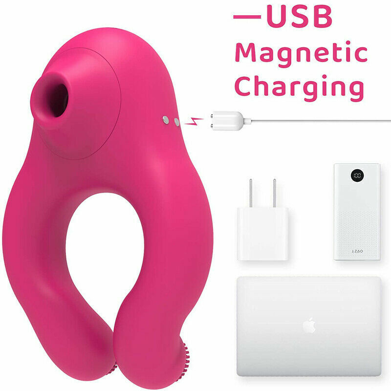 Penis Cock Ring Clit Sucking Vibrator G-spot Dildo Massager USB Charging 7 Suction Modes+7 Vibration Discreet Box Sex Toys For Men Couple Women Pleasure