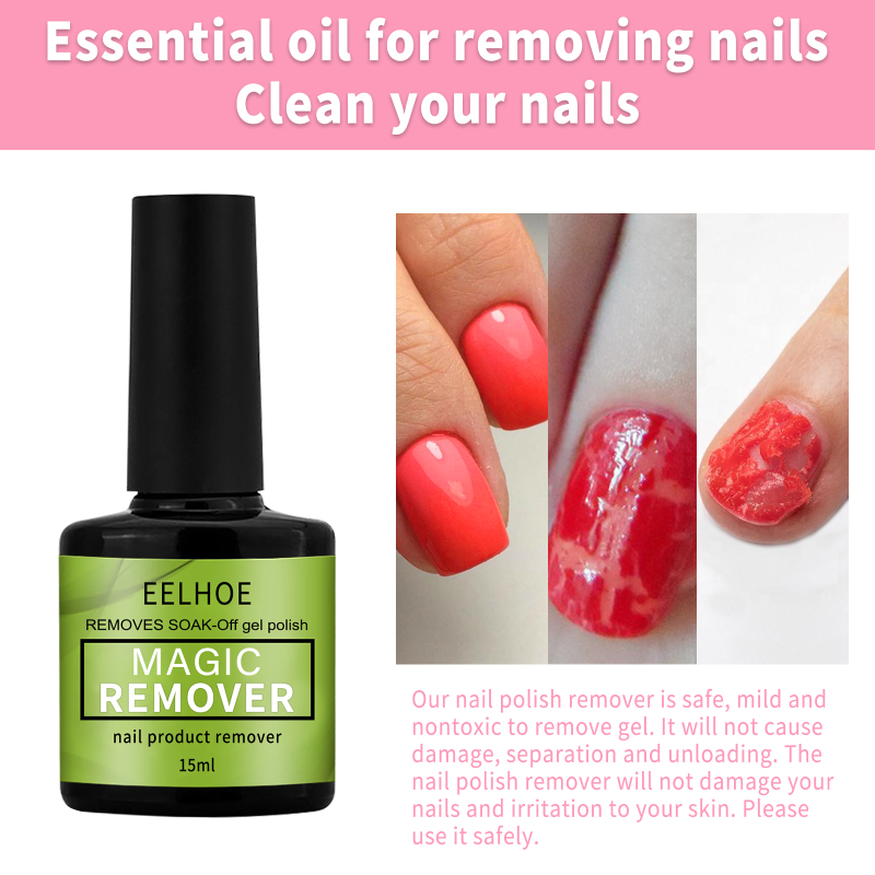 (1 Pack) Nail Polish Remover Magic Burst Gel Polish Remover Soak Off Primer Coat Cleaner Nail Degreaser Nail  UV Gel Remover Liquid Manicure Tools 15ml