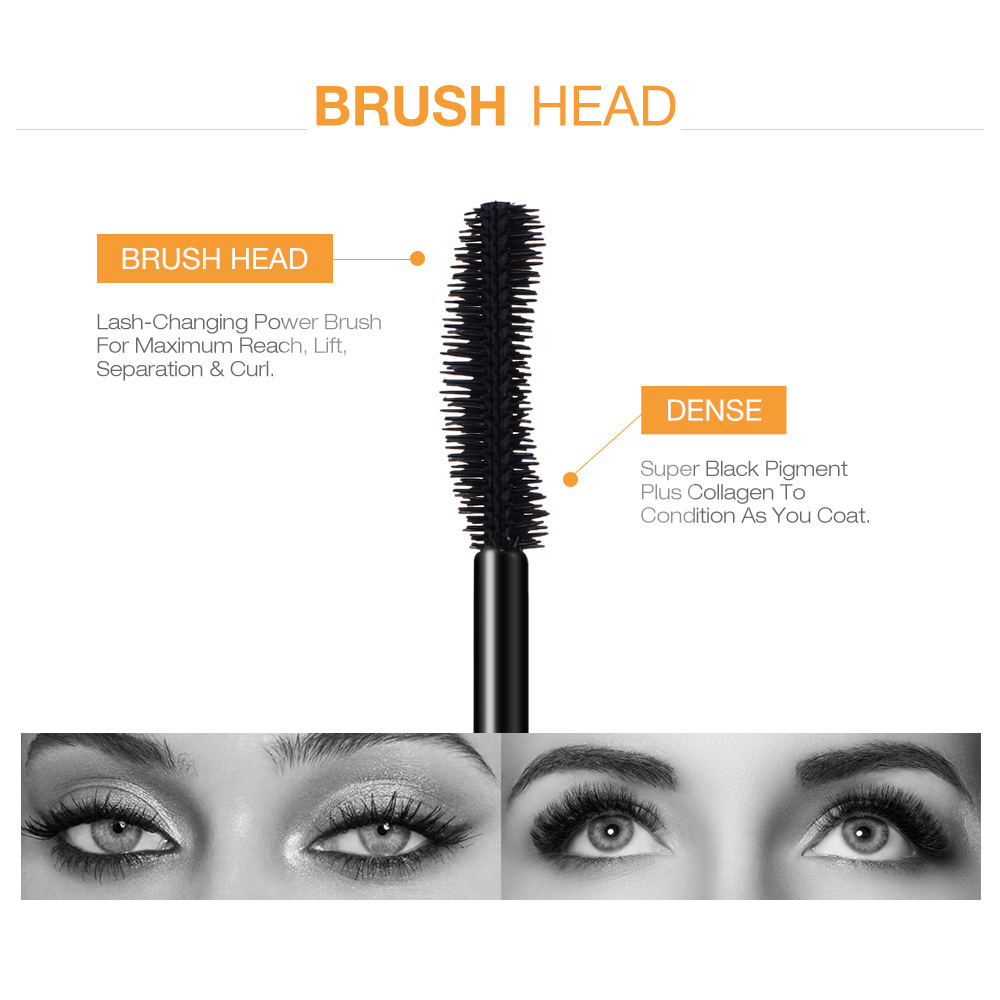 Mascara 3D Lengthening Black Lash Eyelash Extension Eye Lashes Brush Beauty Makeup Eye Cosmetics Tools Long Lasting Waterproof Golden Tube