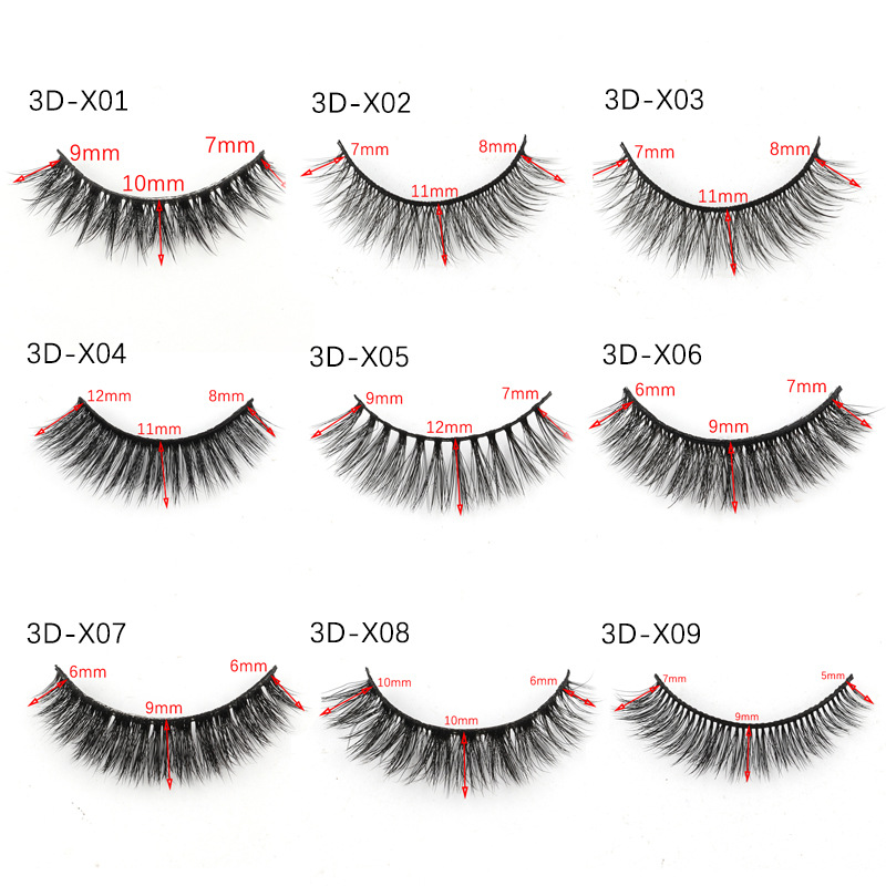 (3D~X01) Mink Eyelashes Natural Long 3D False Lashes Soft Faux Fake Lashes Beauty Makeup Tool Eyelash Extension 10 Pairs