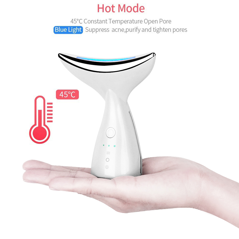 EMS Thermal Neck Massager Lifting Tighten 3 Colors Led Photon Neck Wrinkle Removal Electric Microcurrent Reduce Double Chin Home Beauty Instrument Kit