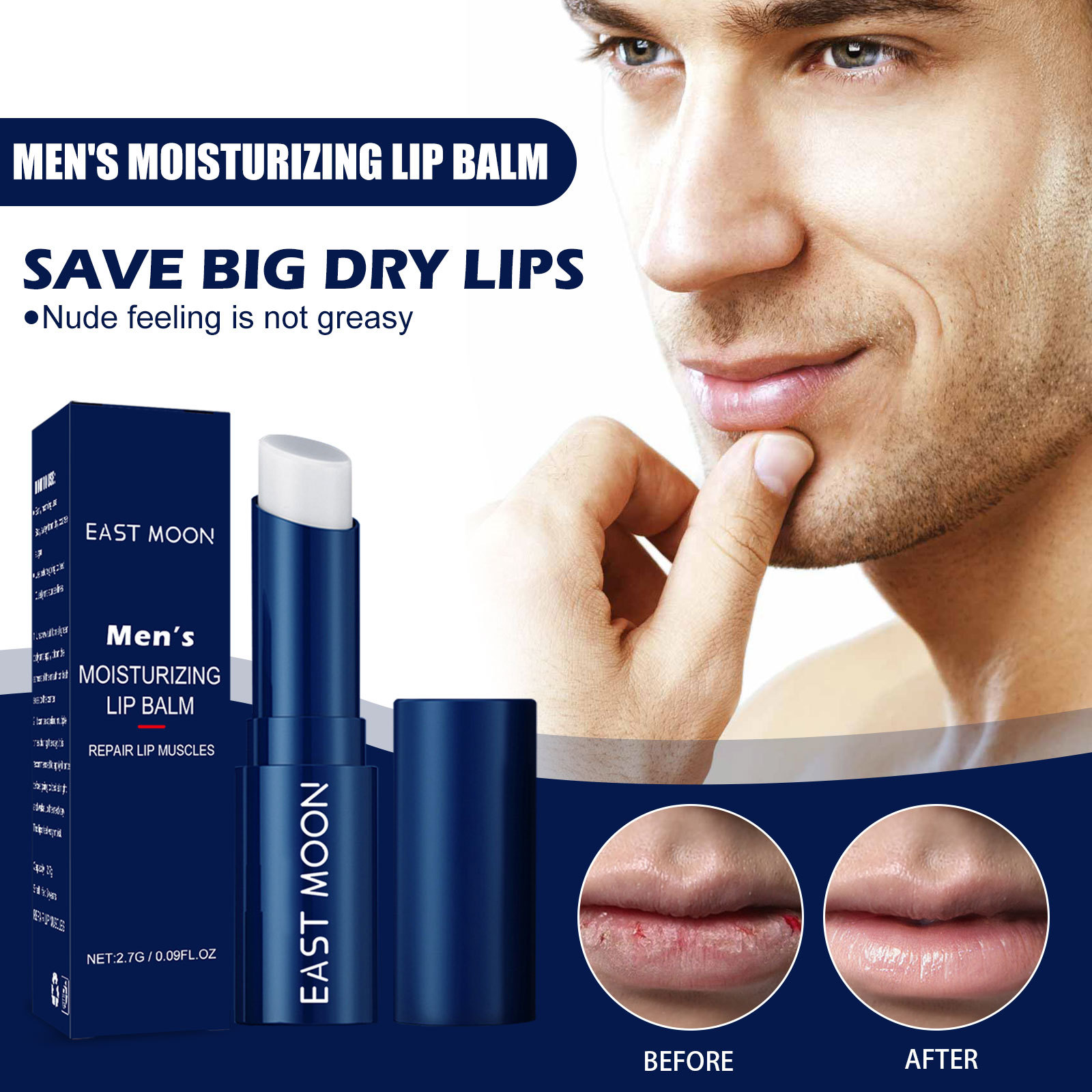 Mens Lip Balm Lipstick Enhancer Conditioner Long Lasting Moisturizing Hydration Anti-dry Cracking Reshape Chapped Refreshing Lips Care