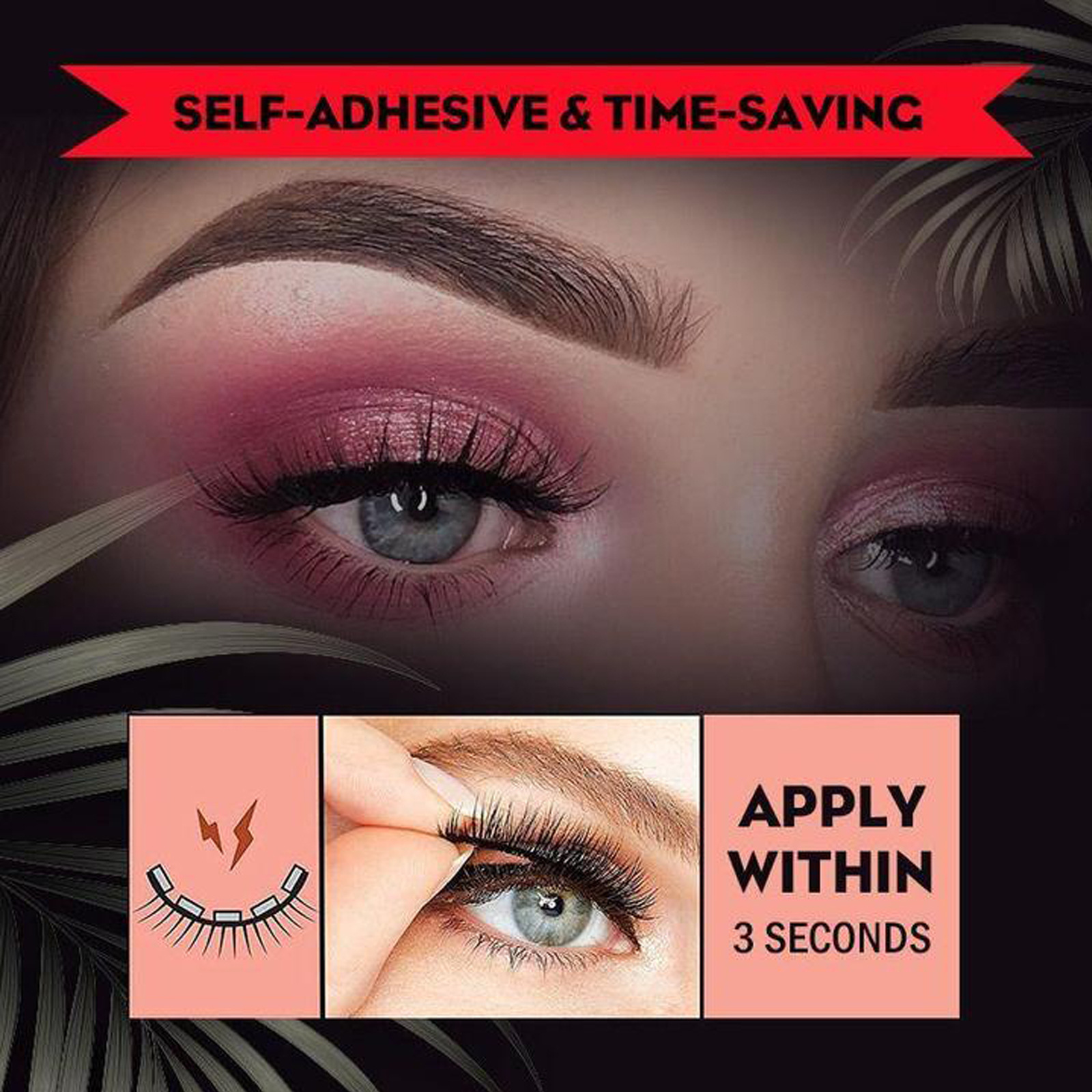 (Thick) Self Adhesive False Eyelashes Reusable No Glue Eyelashes Makeup Extension Fake Eyelashes Makeup Tools