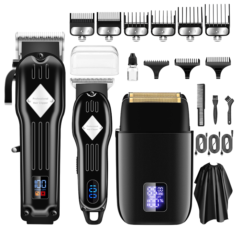 (Black) Hair Clippers for Men Electric Foil Shavers Razor and Beard Hair Trimmer Kit Rechargeable Hair Cut Machines Professional Cordless Clippers Set for Gift