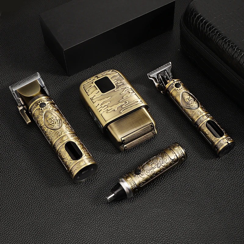 All Metal Hair Clippers Ears Nose Hair Trimmer Electric Shaver Set Hair Cutting Machine Mens Grooming Tools
