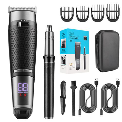 New Professional 2 in 1 Hair Clippers Ears Nose Hair Trimmer Set Mens Grooming Tools