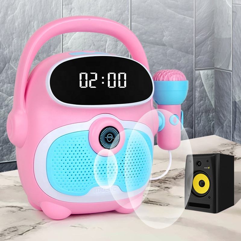 (Blue) Karaoke Machine for Kids Facial Recognition Bluetooth Rechargeable Toddler Microphones Toy for Singing Great Boys Girls Birthday Gift