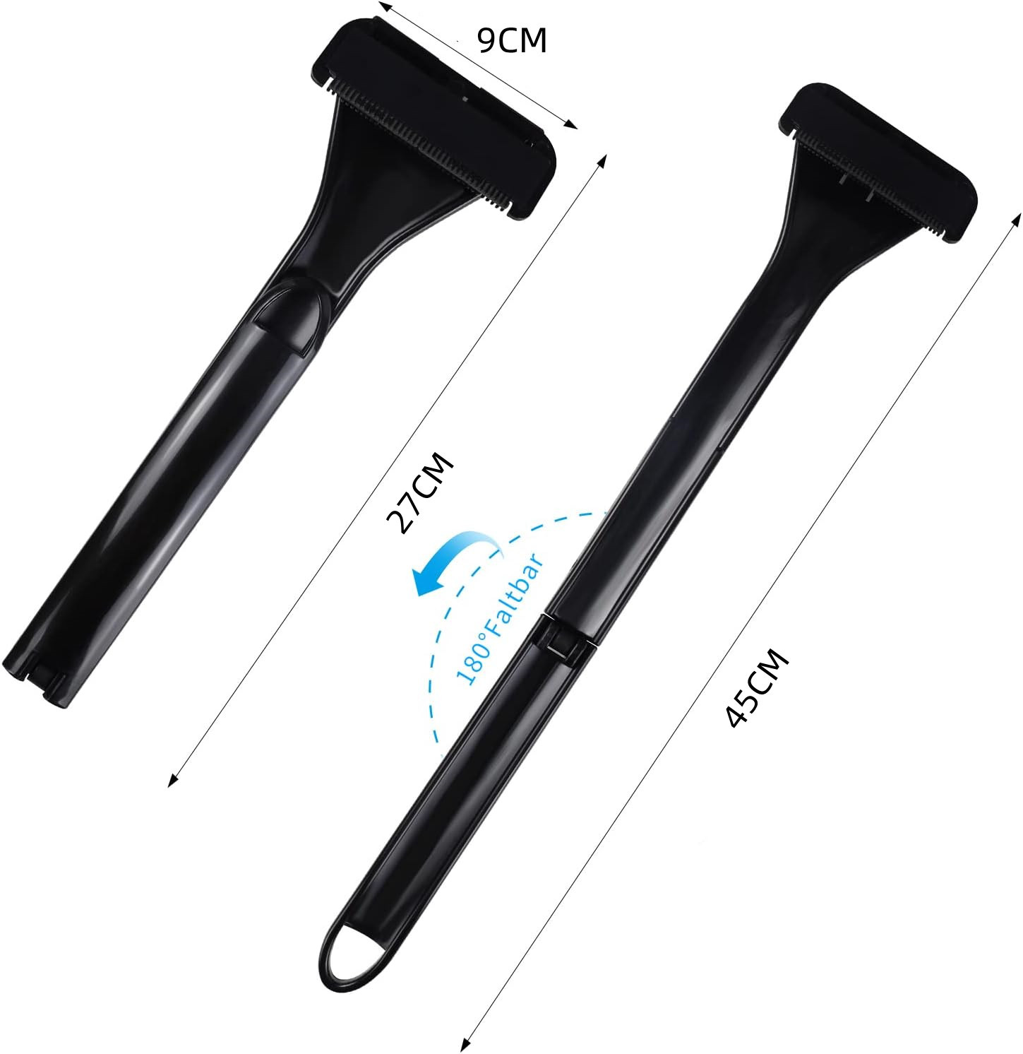 Adjustable Long Handle Manual Back Hair Shaver for Men Foldable Razor with Replaceable Blades