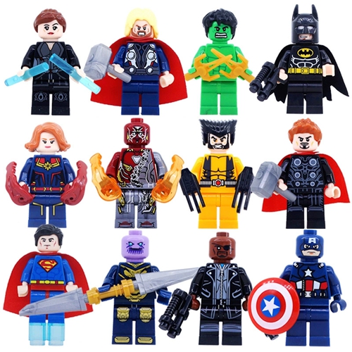 12 Pcs Avengers Superhero Character Model Set Building Blocks Assembling Toys Childrens Birthday Gifts Boys Girls