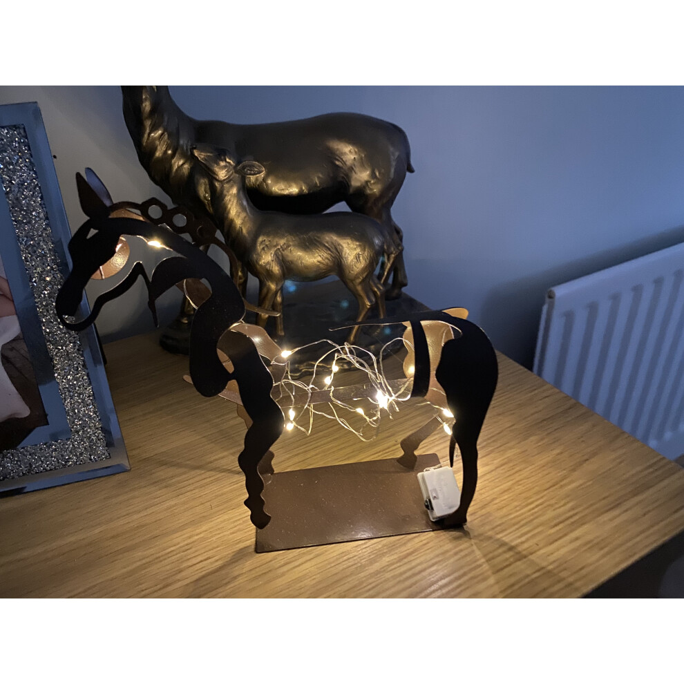 (With Light) Metal Three-dimensional Openwork Adonis-horse Sculpture Decorative Ornaments