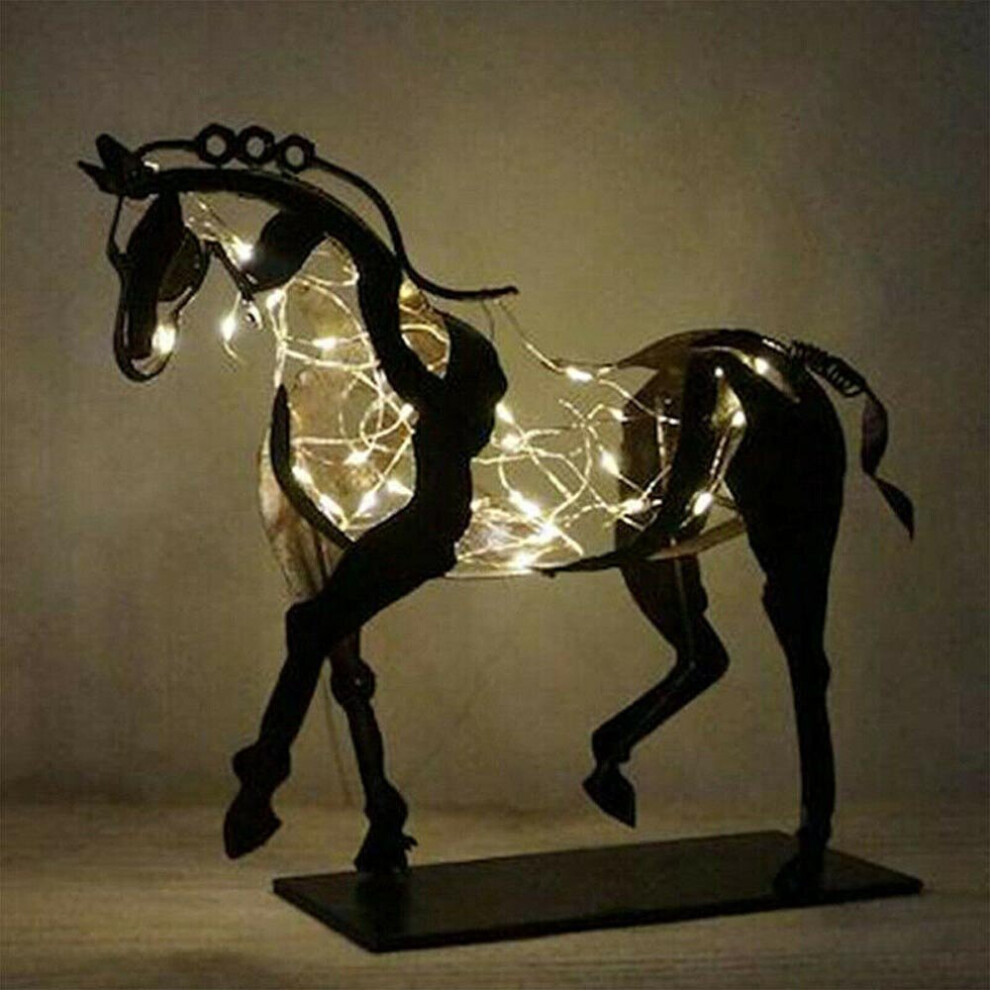 (With Light) Metal Three-dimensional Openwork Adonis-horse Sculpture Decorative Ornaments