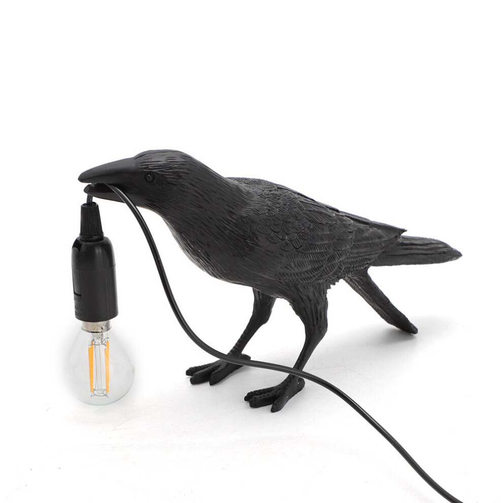 (Black wall lamp on the left) Bird Table Lamps Resin Crow Desk Lamp Bedroom Wall Sconce Light