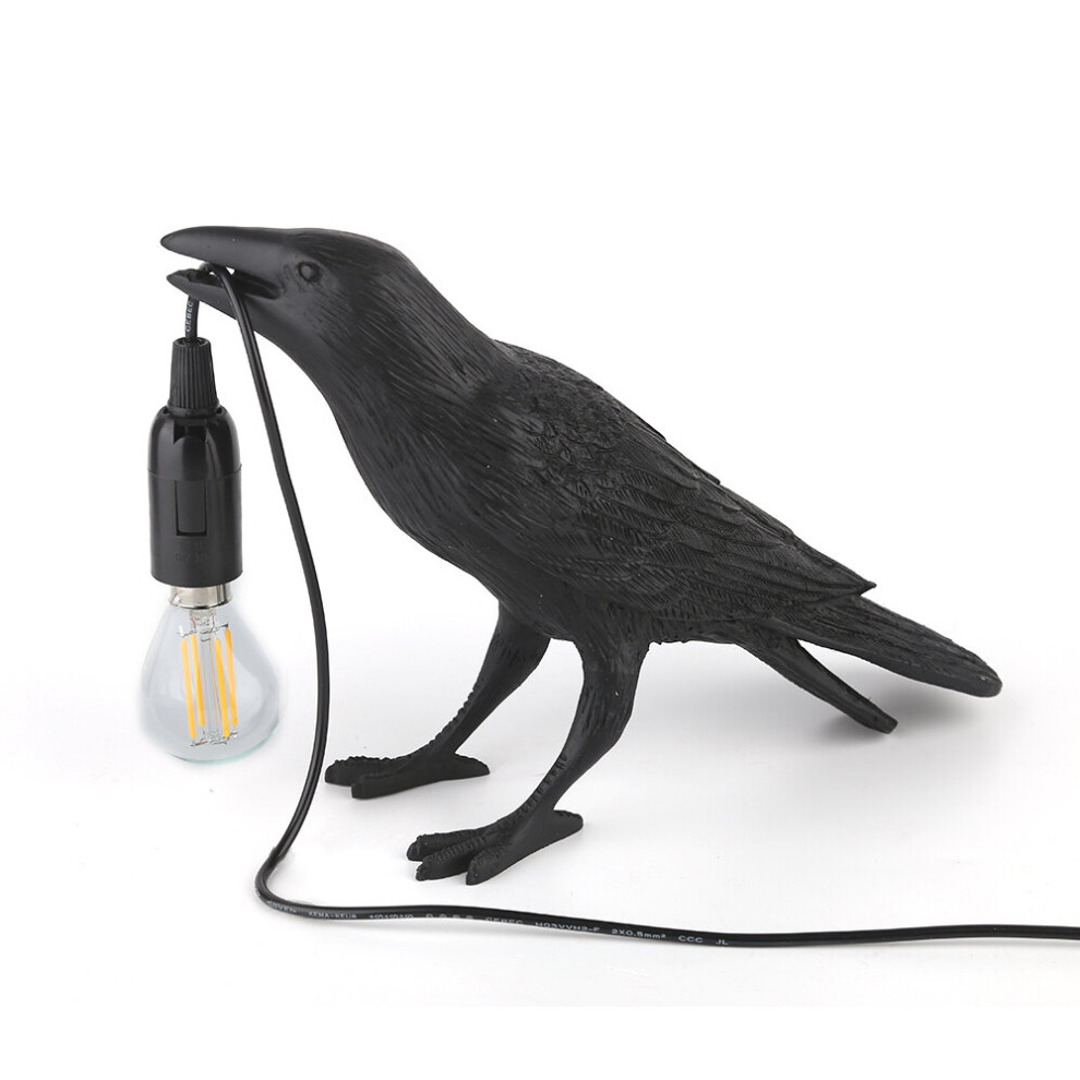 (Black wall lamp on the left) Bird Table Lamps Resin Crow Desk Lamp Bedroom Wall Sconce Light