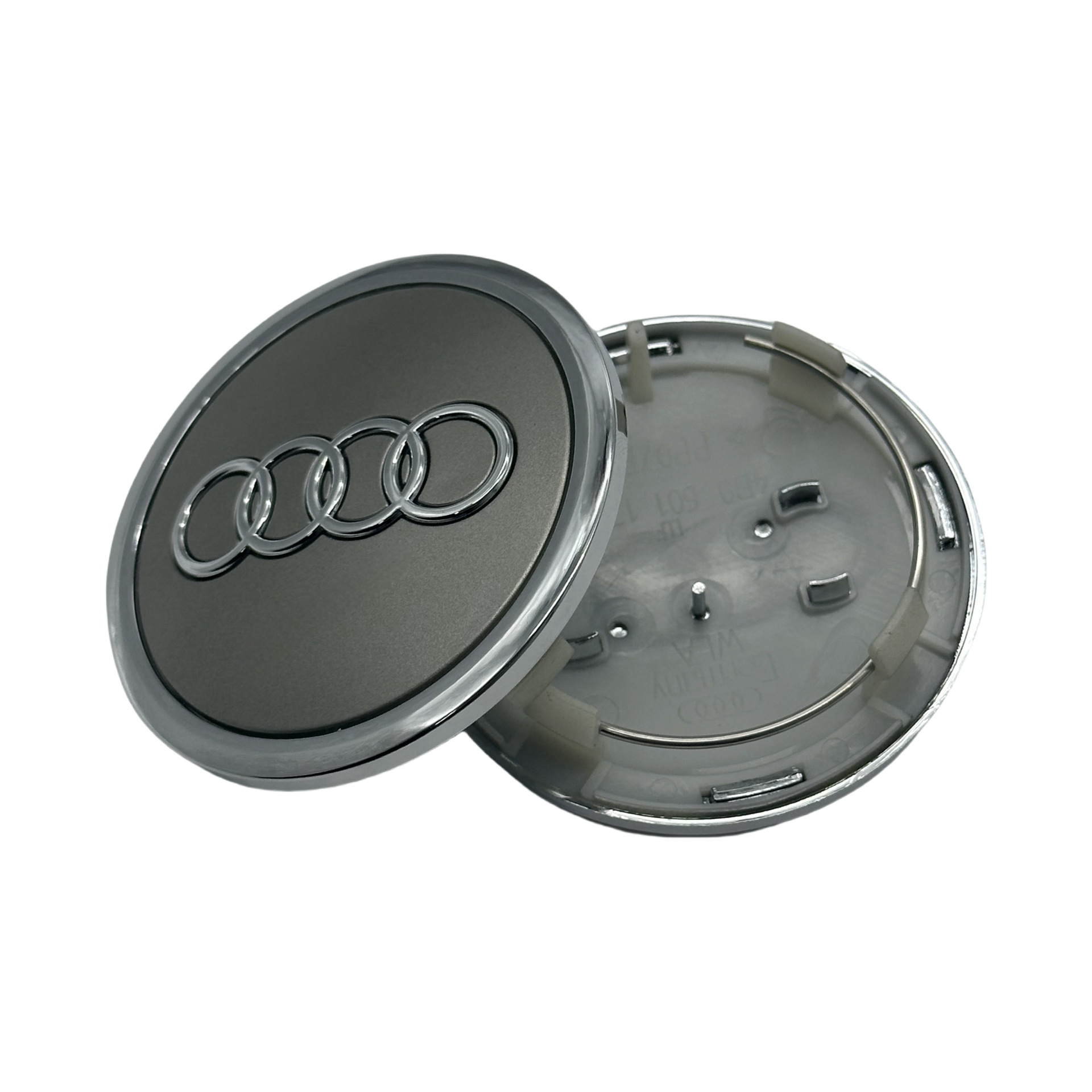 (Gray) 4 AUDI Silver Grey WHEEL CENTER HUB CAP 61MM EMBLEM FOR A5