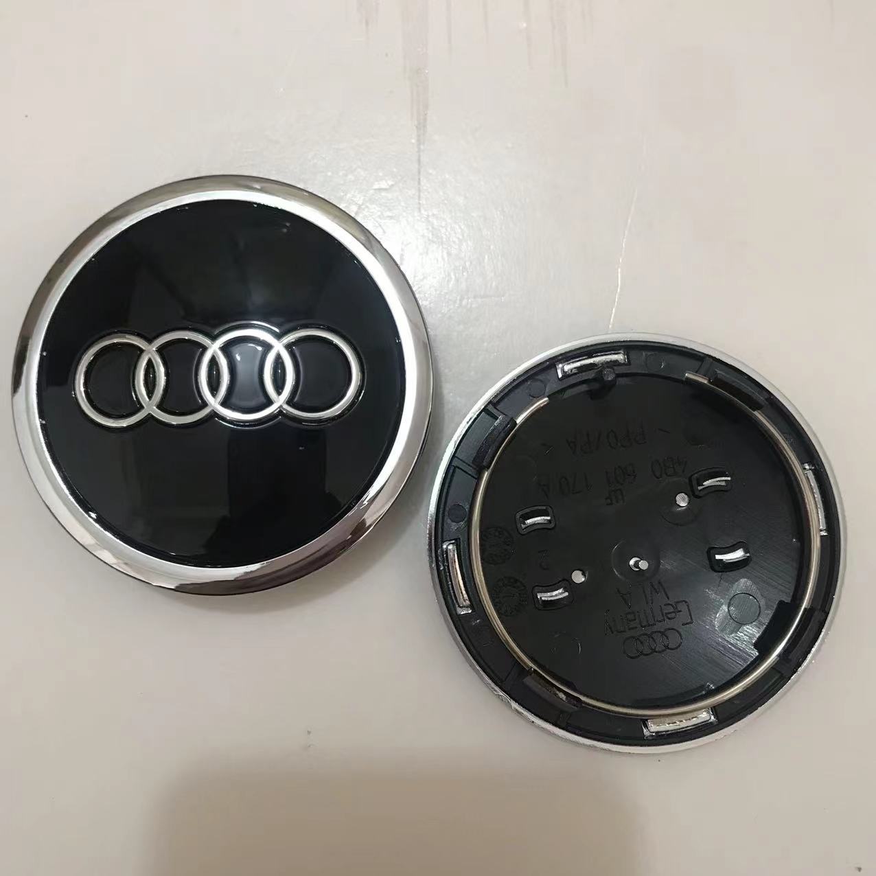 (Gray) 4 AUDI Silver Grey WHEEL CENTER HUB CAP 61MM EMBLEM FOR A5