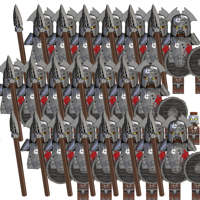 (21 PCS F) Kids Toys Army Group Min Figures Model Building Blocks Medieval Toys for Children Gifts