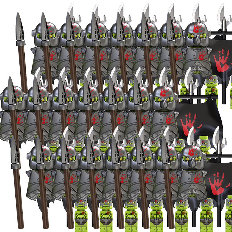 (21 PCS F) Kids Toys Army Group Min Figures Model Building Blocks Medieval Toys for Children Gifts