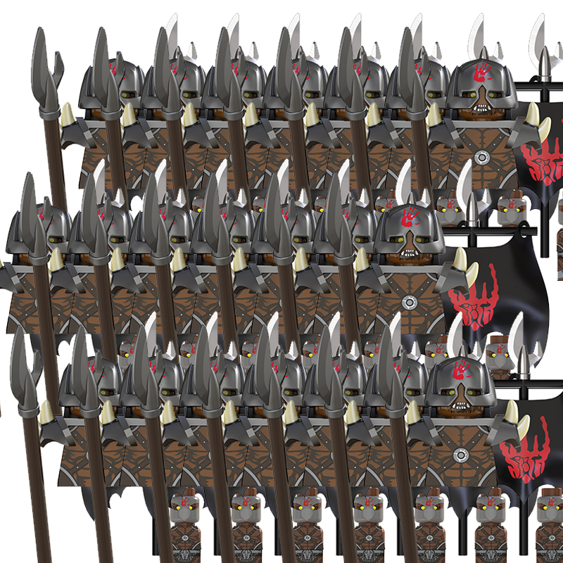 (21 PCS F) Kids Toys Army Group Min Figures Model Building Blocks Medieval Toys for Children Gifts