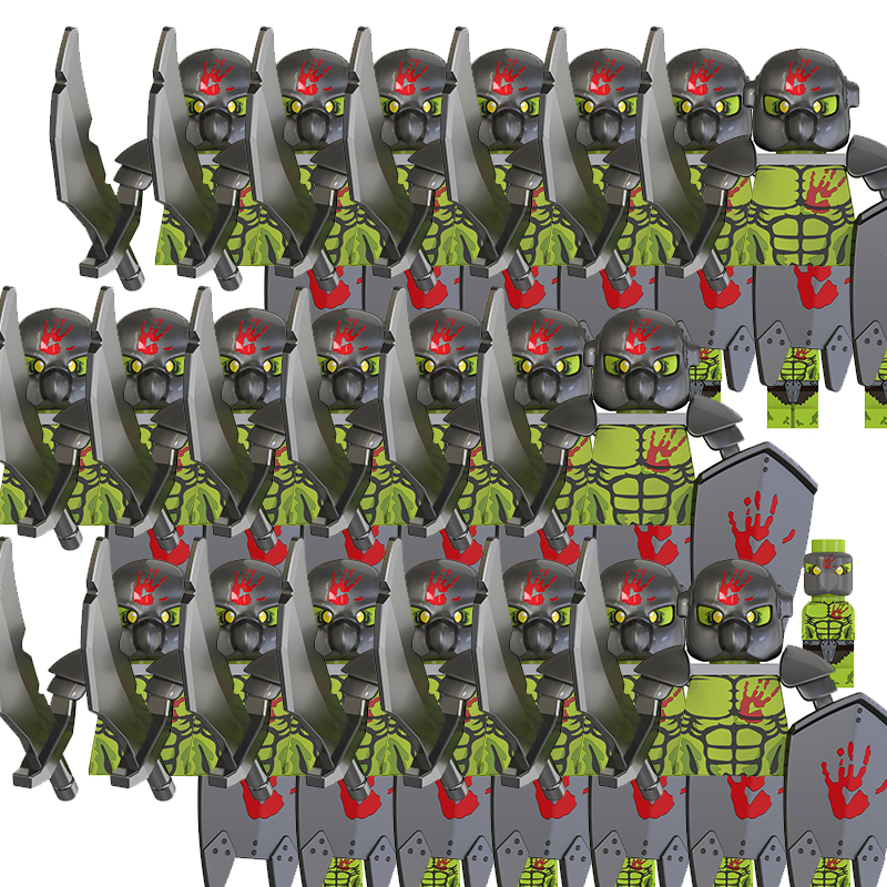 (21 PCS F) Kids Toys Army Group Min Figures Model Building Blocks Medieval Toys for Children Gifts