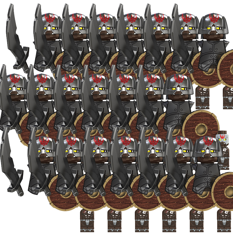 (21 PCS F) Kids Toys Army Group Min Figures Model Building Blocks Medieval Toys for Children Gifts