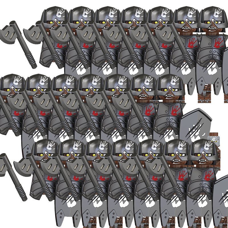 (21 PCS F) Kids Toys Army Group Min Figures Model Building Blocks Medieval Toys for Children Gifts