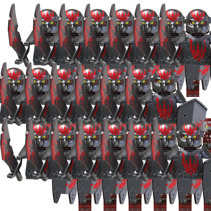 (21 PCS F) Kids Toys Army Group Min Figures Model Building Blocks Medieval Toys for Children Gifts