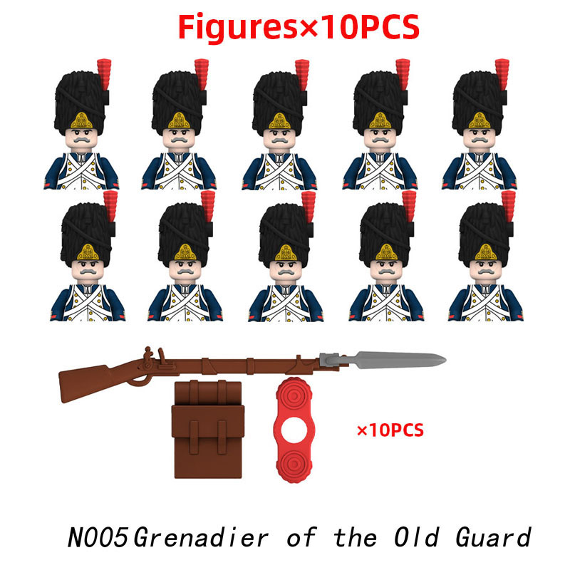 (Style E) Military Soldiers Building Blocks WW2 Napoleonic Wars Army Mini Figures French British Fusilier Rifles Weapons Toys For Kids