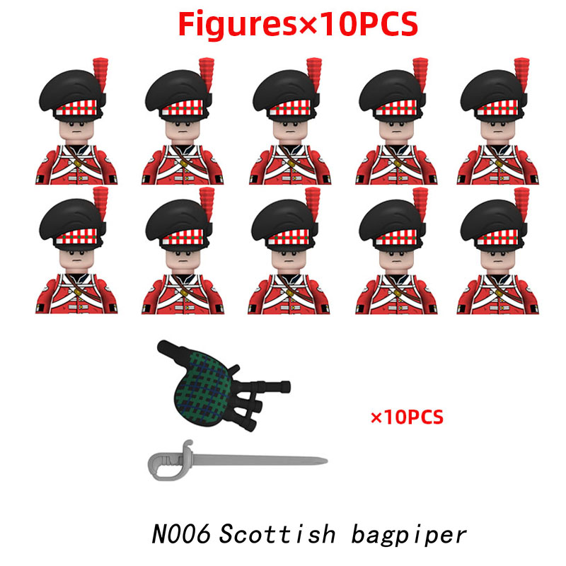 (Style E) Military Soldiers Building Blocks WW2 Napoleonic Wars Army Mini Figures French British Fusilier Rifles Weapons Toys For Kids