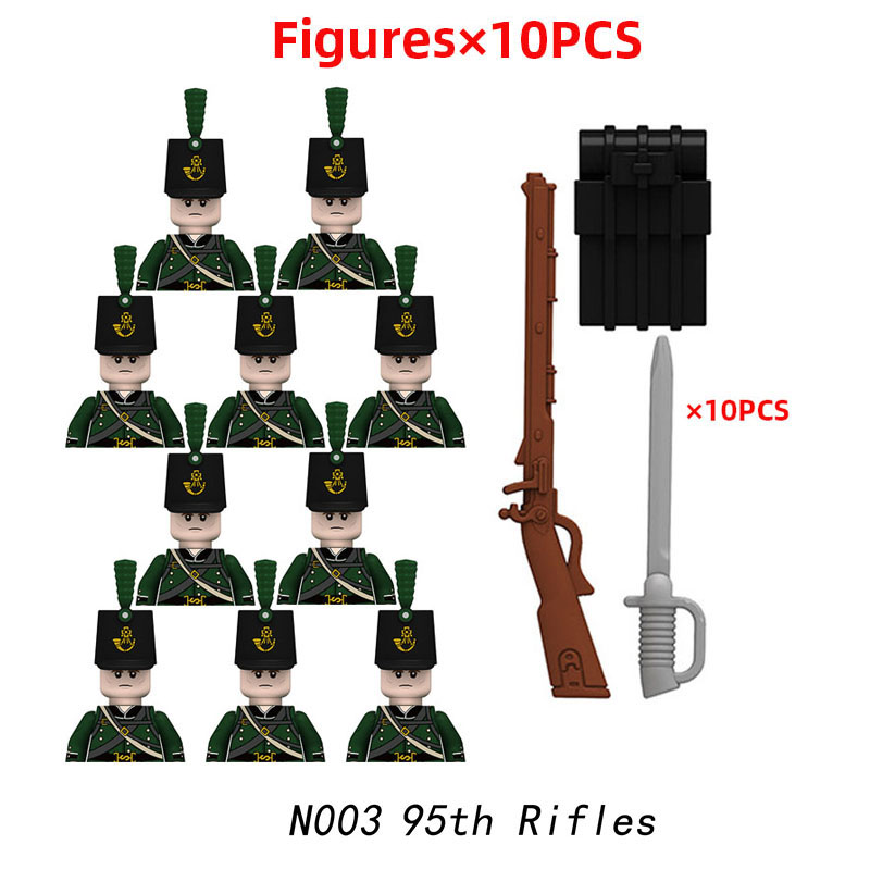 Military Soldiers Building Blocks WW2 Napoleonic Wars Army Mini Figures French British Fusilier Rifles Weapons Toys For Kids