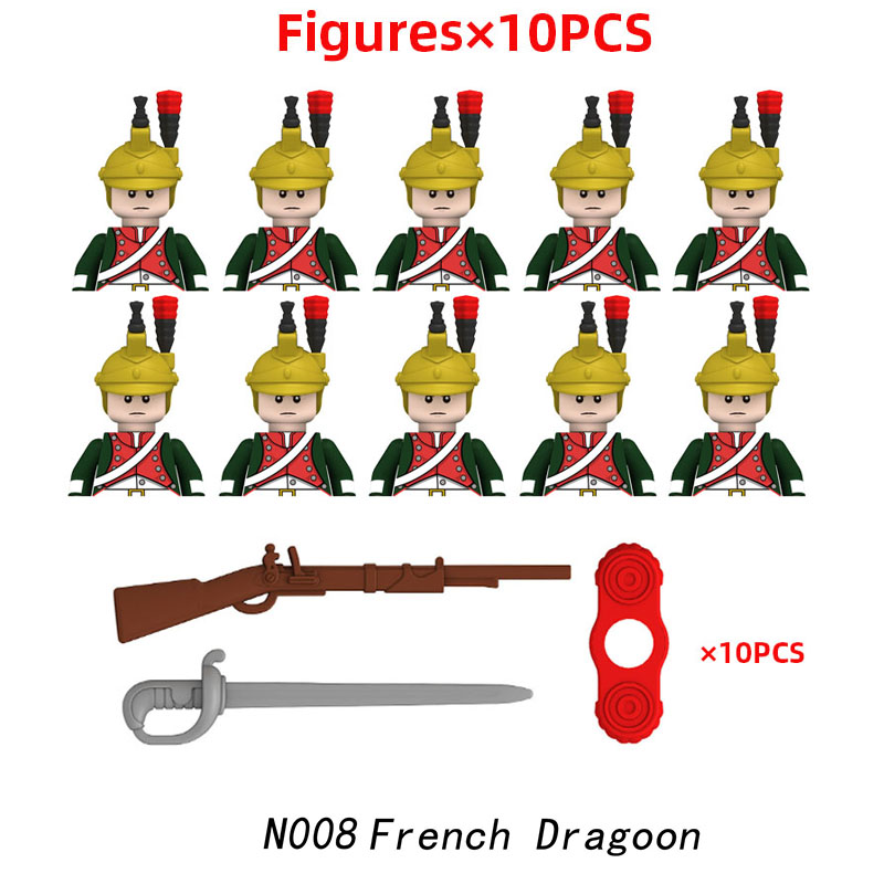 (Style E) Military Soldiers Building Blocks WW2 Napoleonic Wars Army Mini Figures French British Fusilier Rifles Weapons Toys For Kids