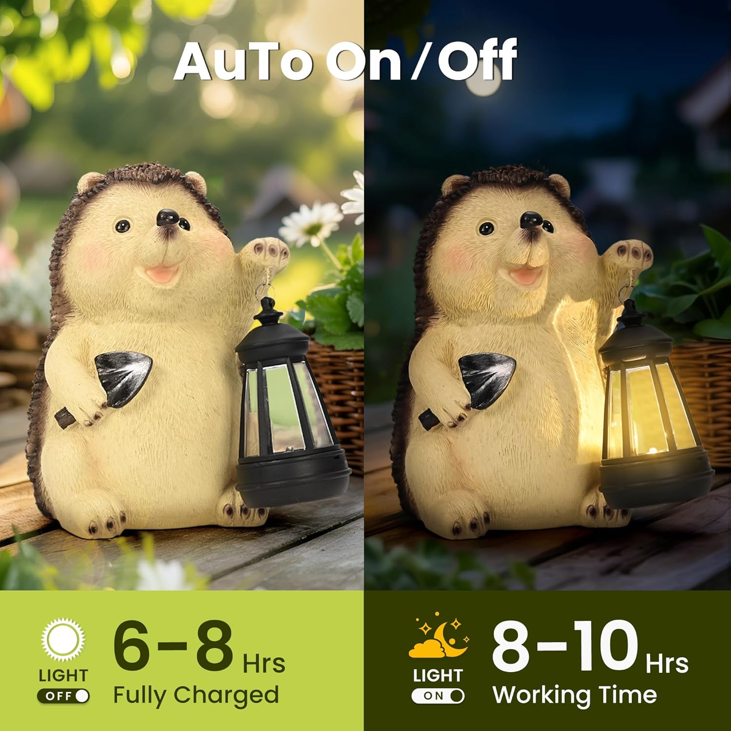 (Hedgehog Water Kettle) Hedgehog Garden Ornaments Outdoor, Unique Gifts for Mum, Gifts Waterproof Solar Lantern Garden Statue Decorations for Patio Yard