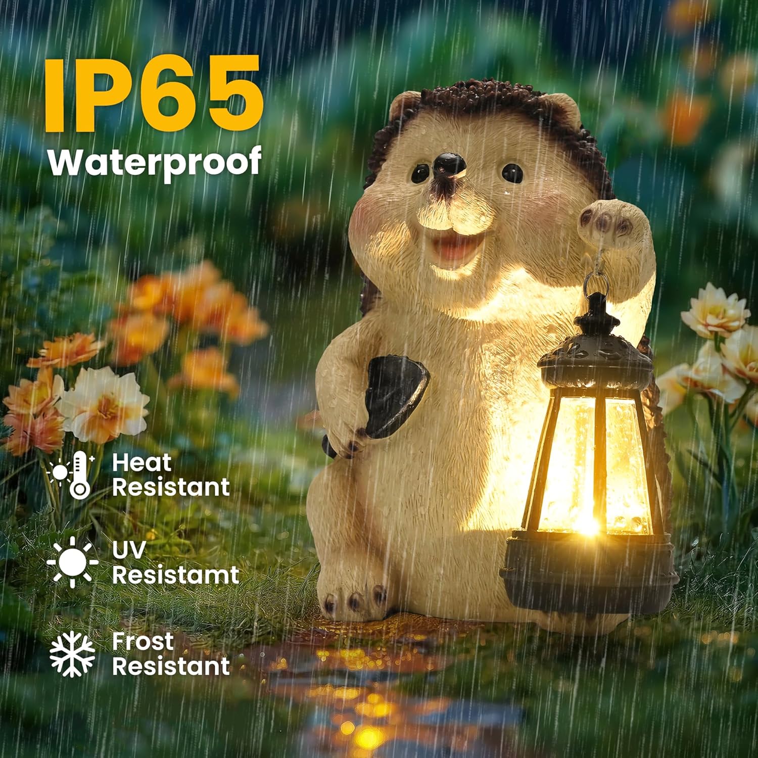 (Hedgehog Water Kettle) Hedgehog Garden Ornaments Outdoor, Unique Gifts for Mum, Gifts Waterproof Solar Lantern Garden Statue Decorations for Patio Yard