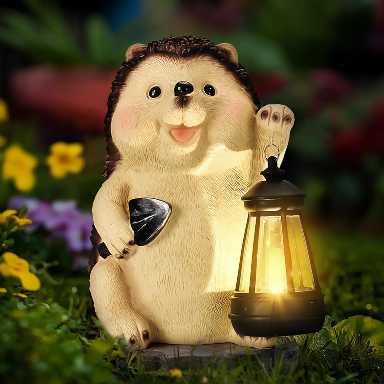 (Hedgehog Water Kettle) Hedgehog Garden Ornaments Outdoor, Unique Gifts for Mum, Gifts Waterproof Solar Lantern Garden Statue Decorations for Patio Yard