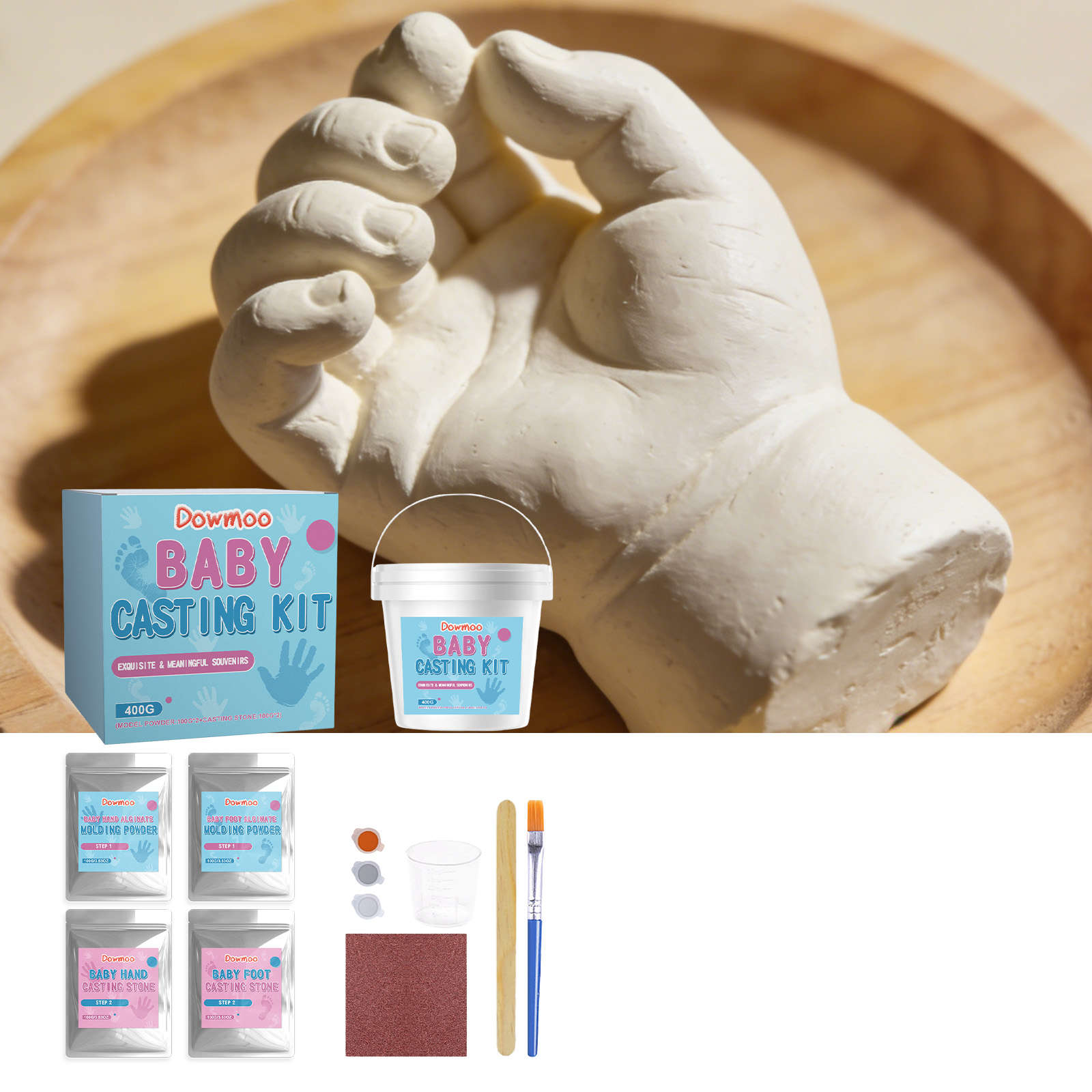 Baby Footprint & Hand Casting Kit – Premium Newborn Infant Keepsake - New Mom Gifts, Baby Shower Gifts for Girls and Boys ﻿