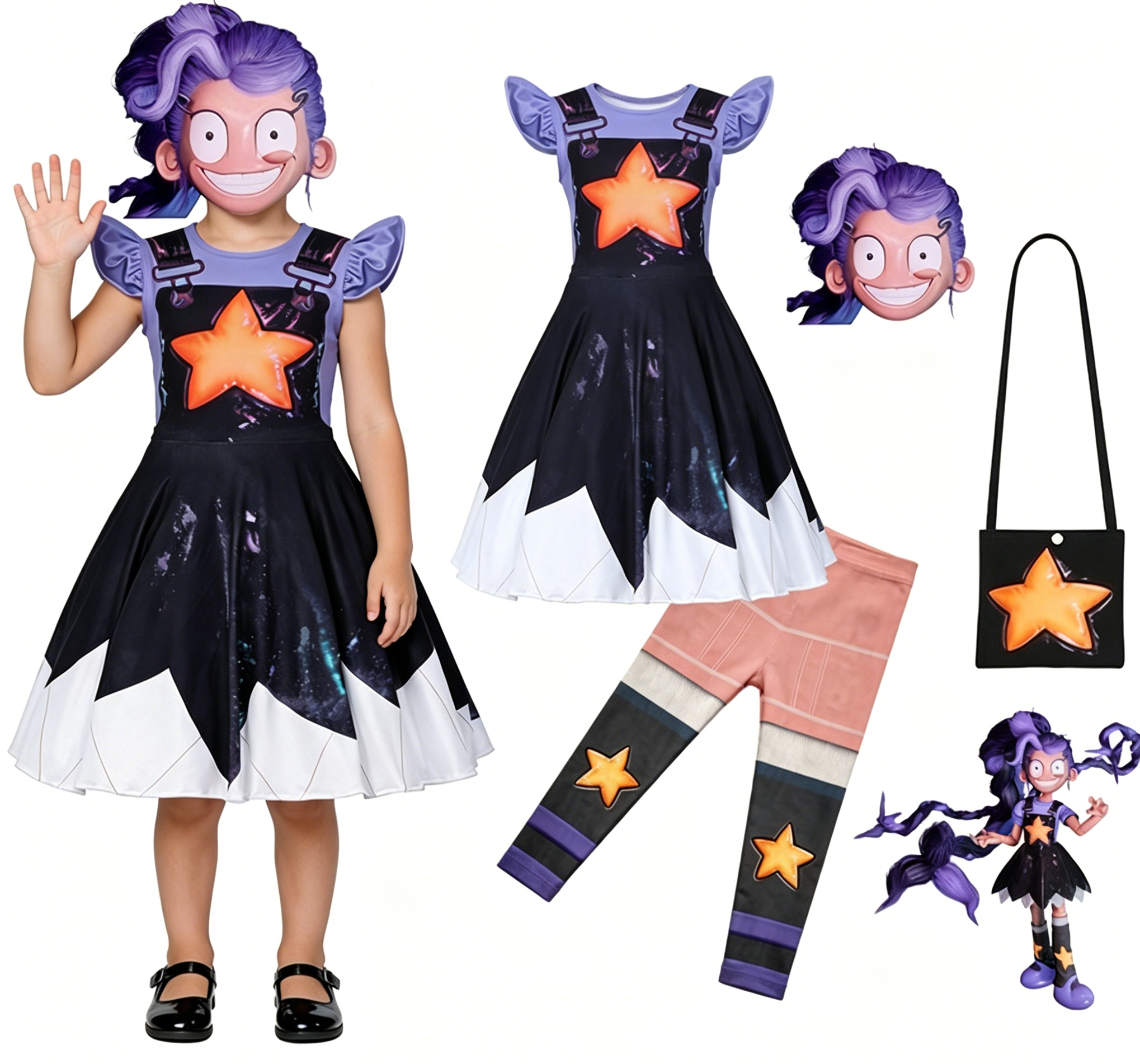 (140CM) Kids Lily Princess Dress Poppy Playtime Cosplay Costume for Girls Halloween Party Roleplay