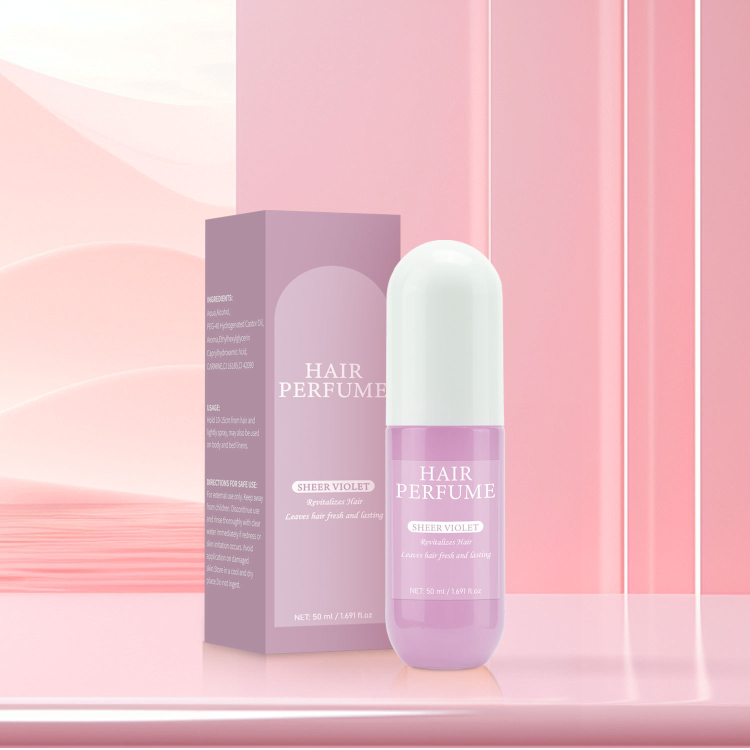 Violet Hair Perfume Spray Long Lasting Floral Fragrance For Hair Nourishing Daily Styling 50ml