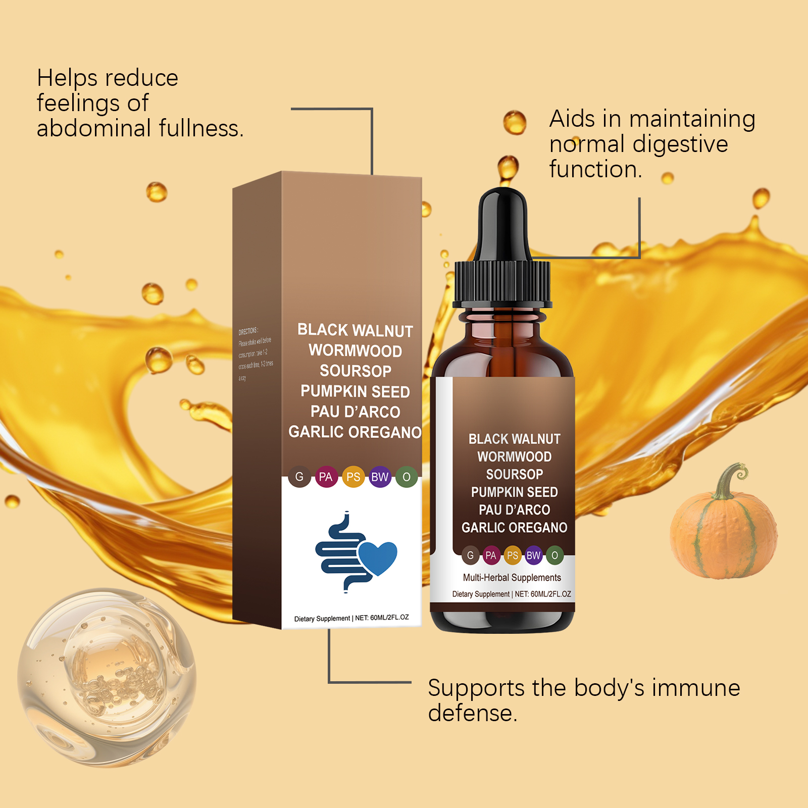 Body Care Drops Daily Mild Gentle Formula Herbal Dietary Supplement For Human Skin Daily Soft Natural Plant Nutrient Liquid