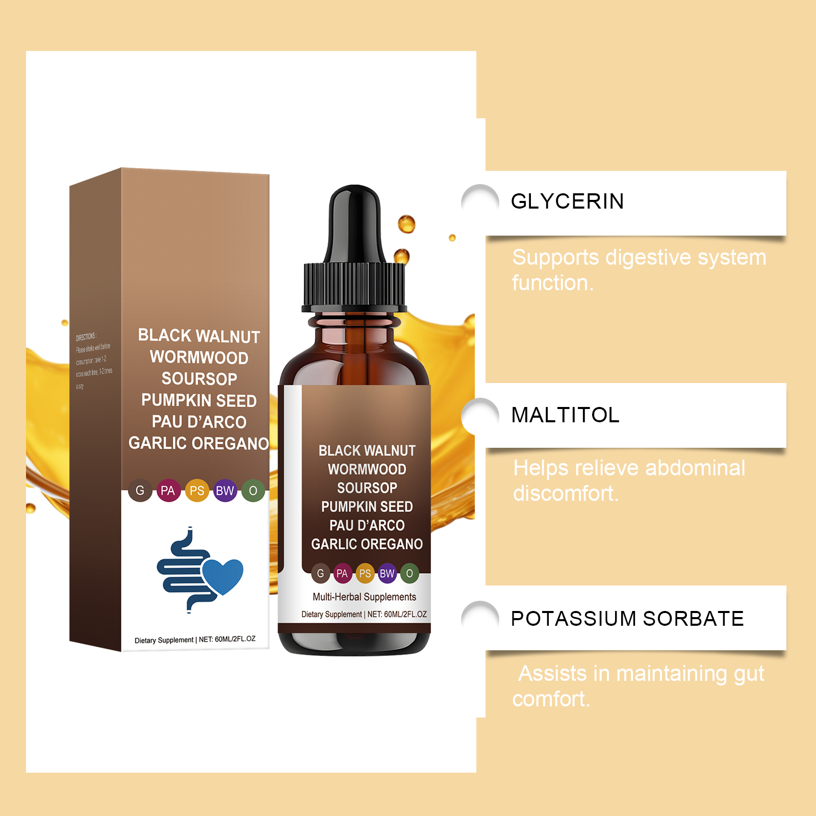 Body Care Drops Daily Mild Gentle Formula Herbal Dietary Supplement For Human Skin Daily Soft Natural Plant Nutrient Liquid