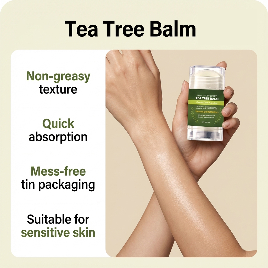 Tea Tree Skin Care Balm Mild Moisturizing Elastic Soft Refreshing Non Sticky Body Skin Treatment Lotion