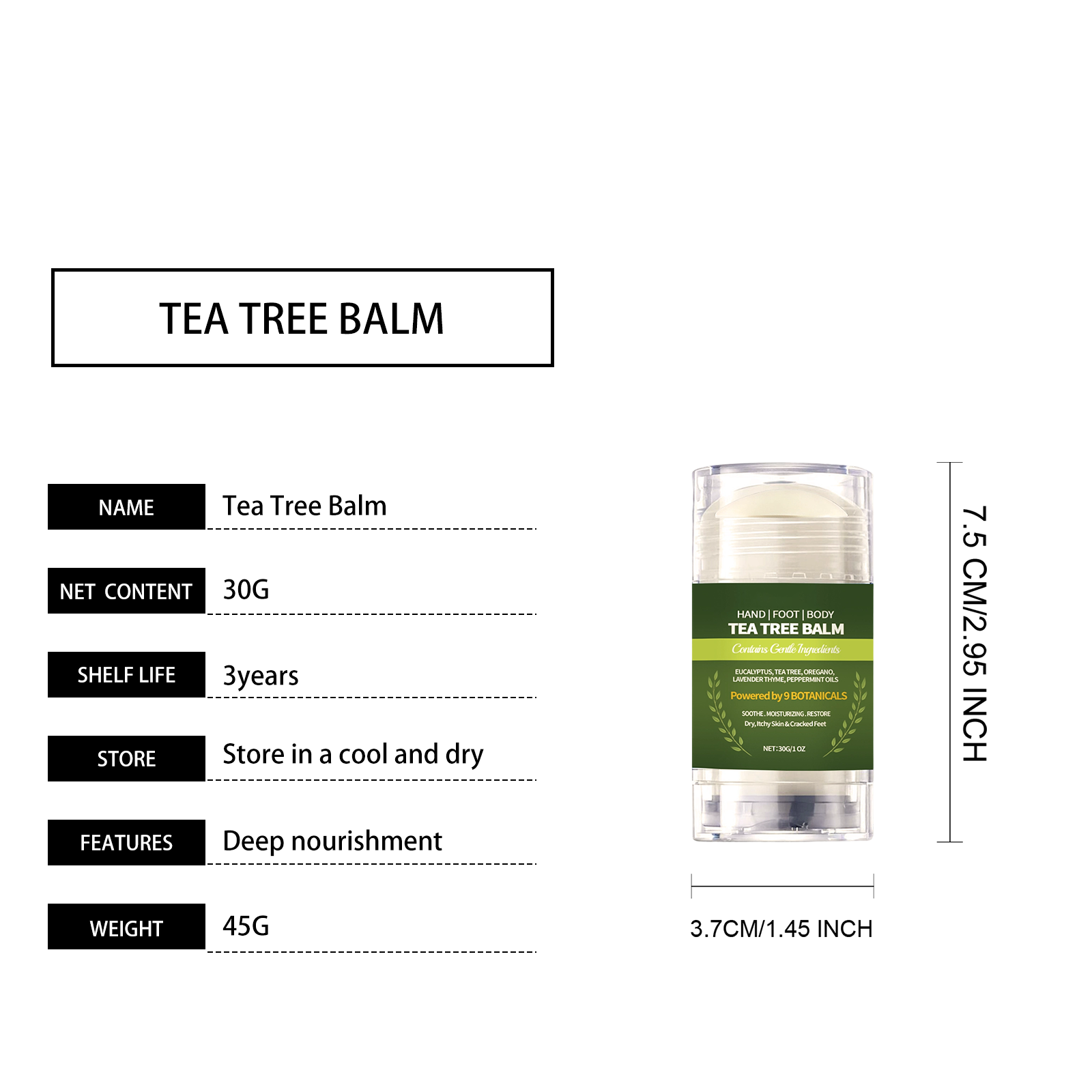 Tea Tree Skin Care Balm Mild Moisturizing Elastic Soft Refreshing Non Sticky Body Skin Treatment Lotion