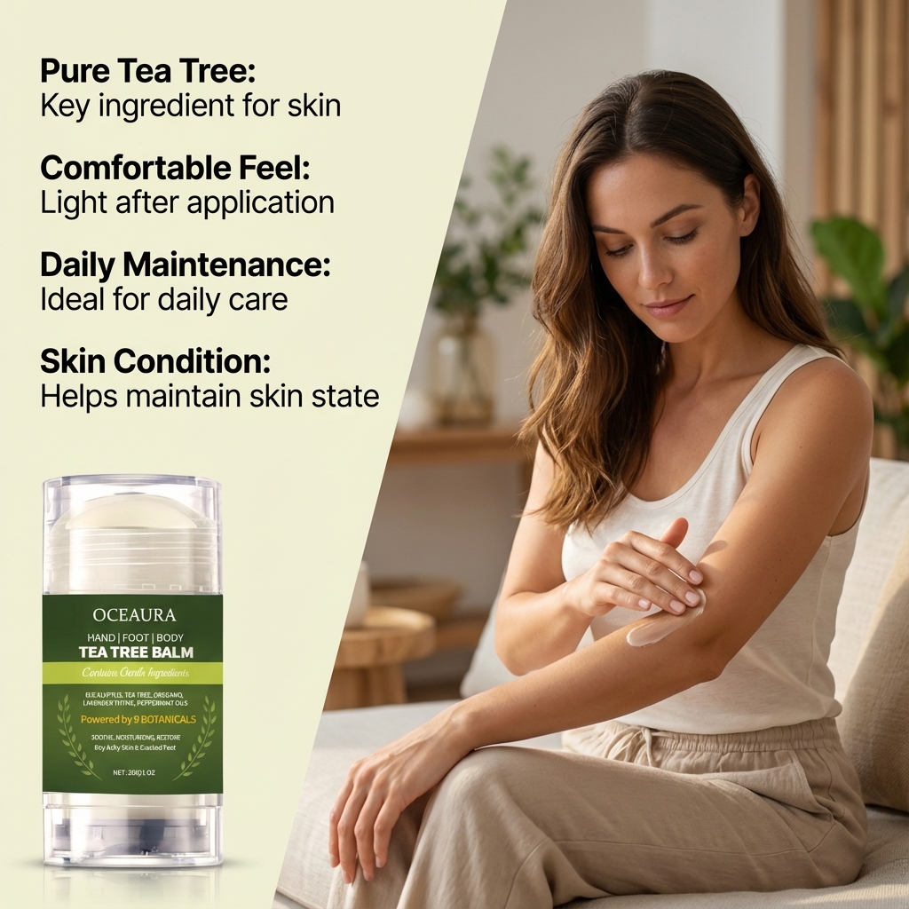 Tea Tree Skin Care Balm Mild Moisturizing Elastic Soft Refreshing Non Sticky Body Skin Treatment Lotion