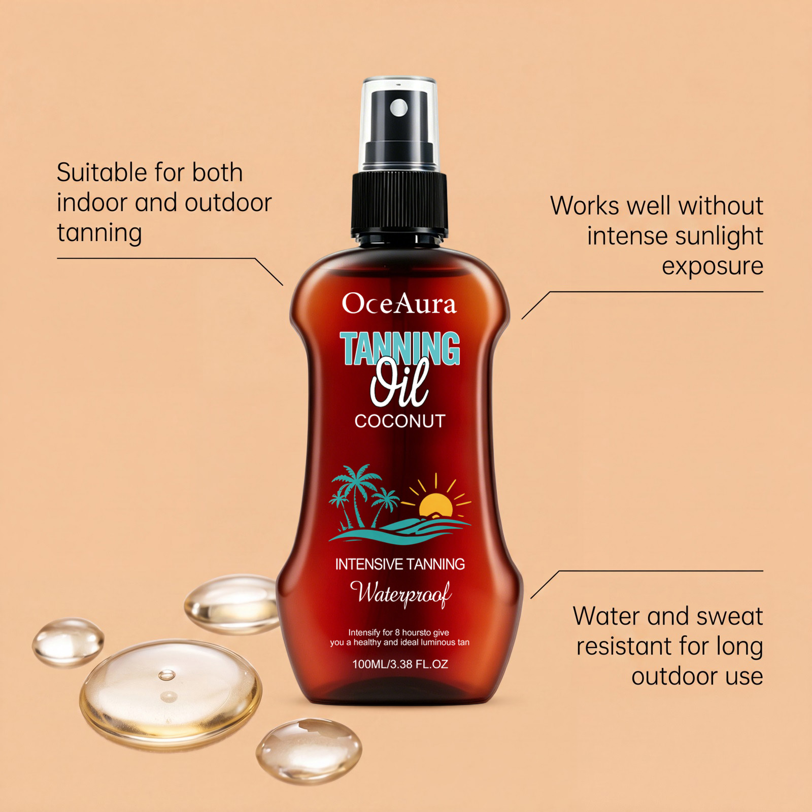 Brown Tanning Spray Create Bronze Skin Natural Glow For Summer Outdoor Sun Tanning Care Liquid Lotion Mist