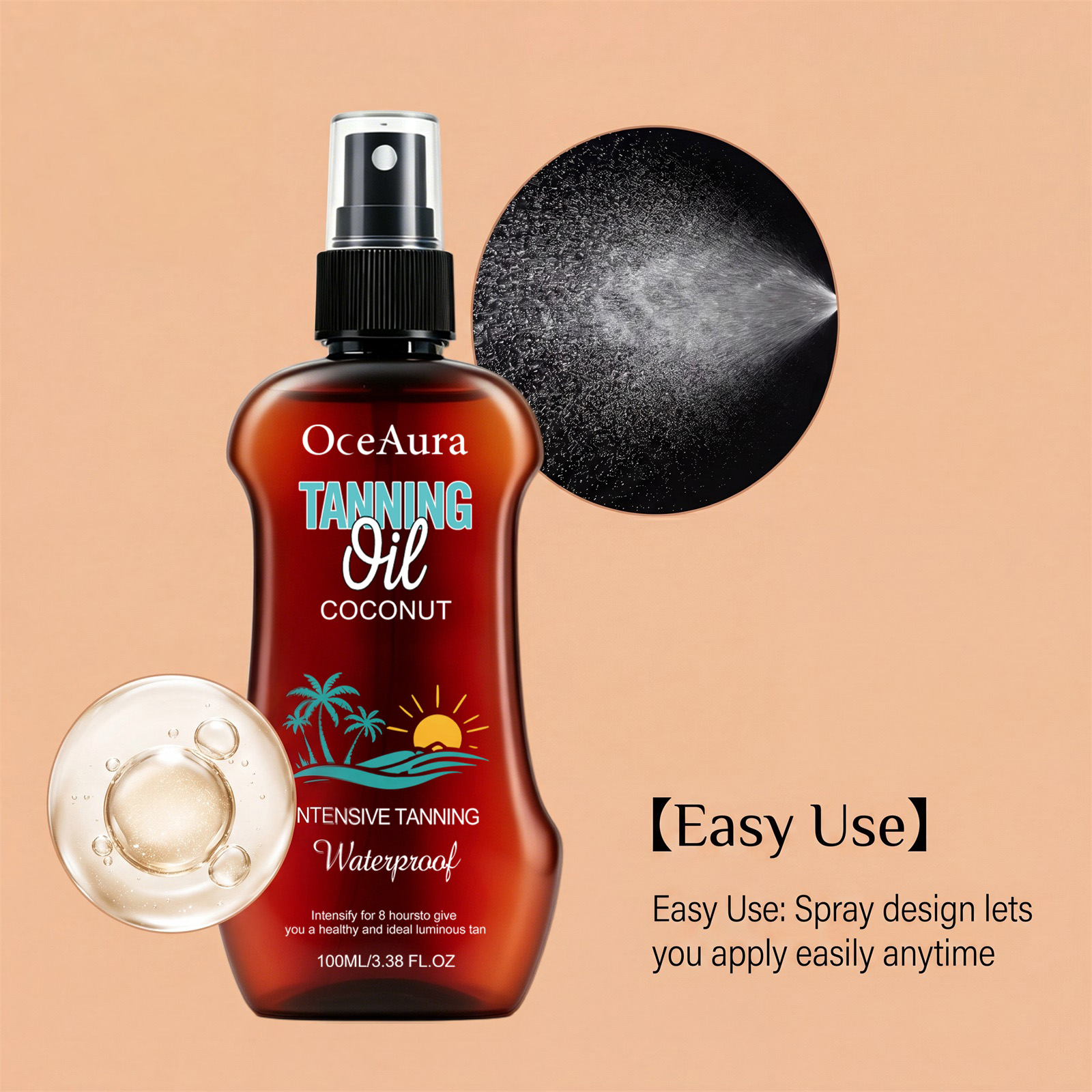Brown Tanning Spray Create Bronze Skin Natural Glow For Summer Outdoor Sun Tanning Care Liquid Lotion Mist