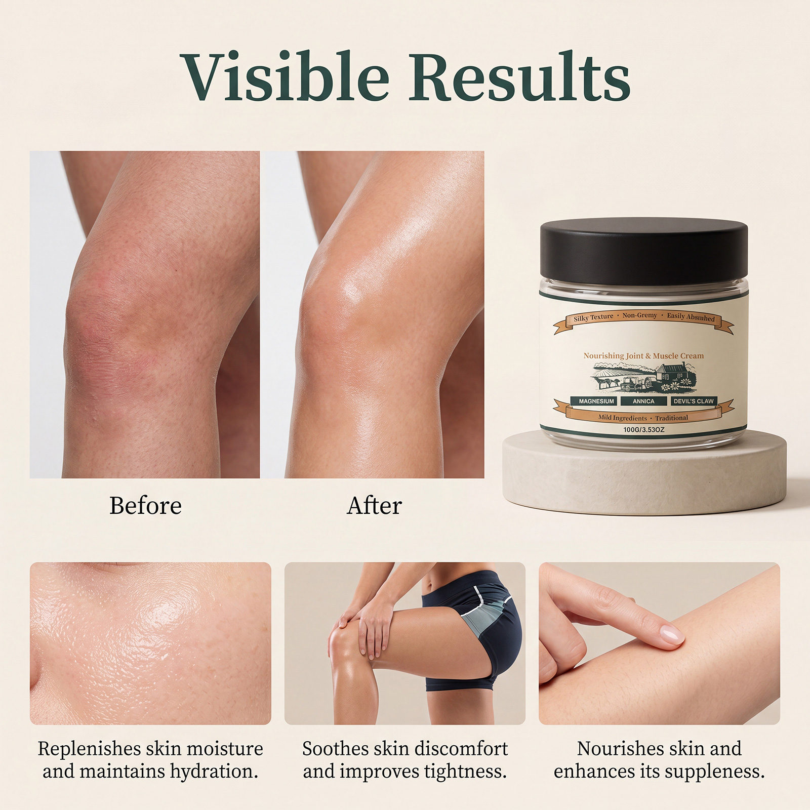 Body Care Magnesium Cream Daily Mild Formula Light Texture Smooth Application Moisturize Protect Skin