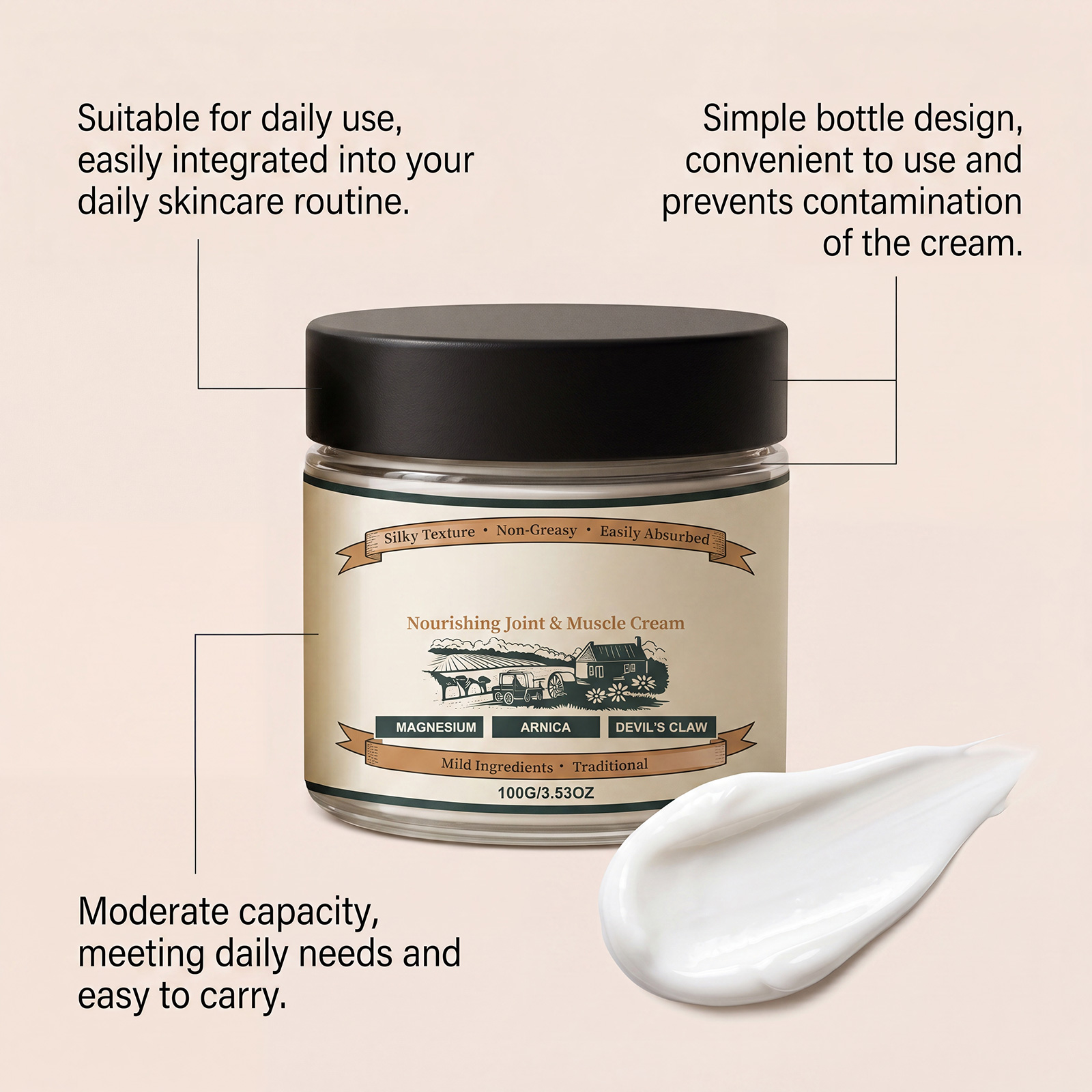 Body Care Magnesium Cream Daily Mild Formula Light Texture Smooth Application Moisturize Protect Skin
