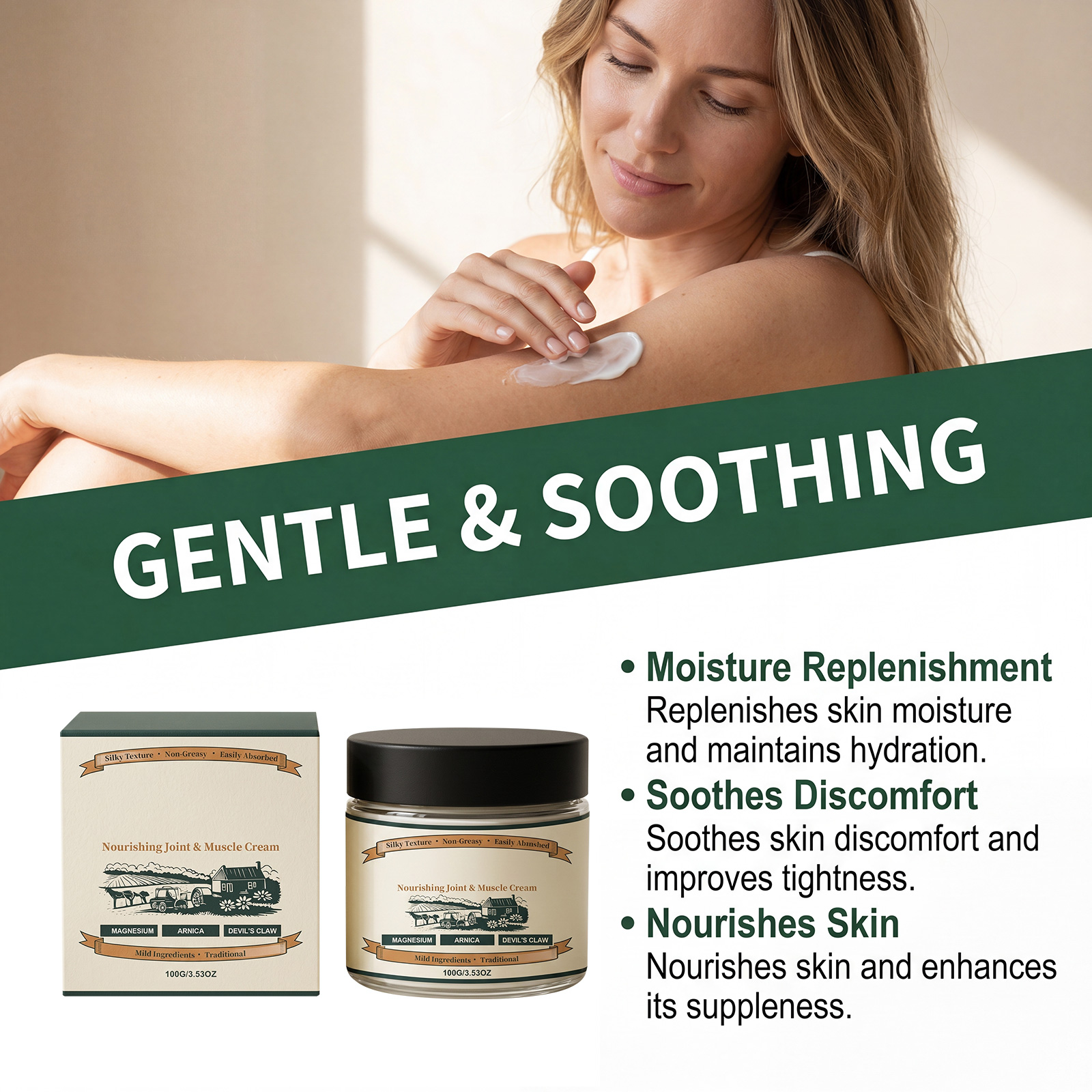 Body Care Magnesium Cream Daily Mild Formula Light Texture Smooth Application Moisturize Protect Skin